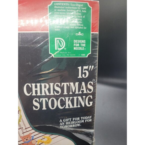 Vtg Christmas Stocking Cross Stitch Kit Tree Ornaments Toys Holiday Gift Retro - Picture 3 of 4